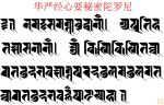 Hoa Nghiêm Kinh Tâm Yếu Bí Mật Đà La Ni: Namaḥ samanta-buddhānāṃ_ Apratihata śāsanānāṃ Oṃ_ kiṇi kiṇi tathāgata udabhava (?udbhava) śānte parade (?pāraḍī) uttama uttama, tathāgata udabhava (?udbhava) hūṃ phaṭ svāhā